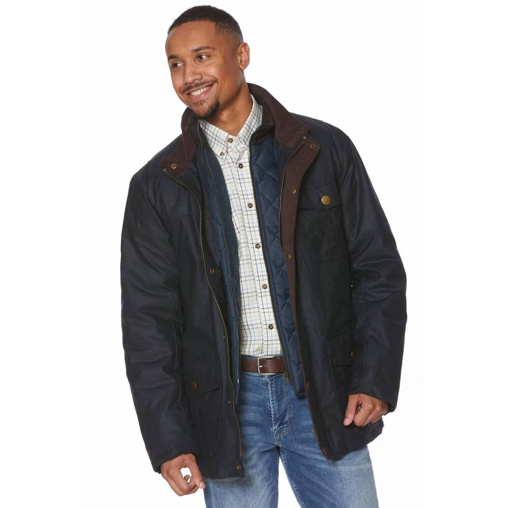 NEW VIYELLA british millerain waxed cotton winter jacket in navy